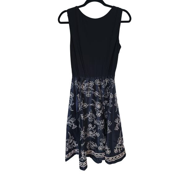 Eshakti Jersey Knit Embroidery Dupioni Dress Black Gold Floral Size 10 Old Money - Picture 3 of 12